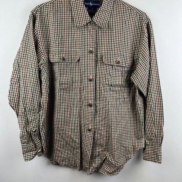 Vintage Polo Ralph Lauren  Plaid Shirt Women's Size 8 Hunt Buttons Fox Horn - Picture 1 of 6